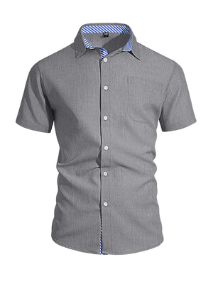 Cotton And Linen Color-blocked Shirts