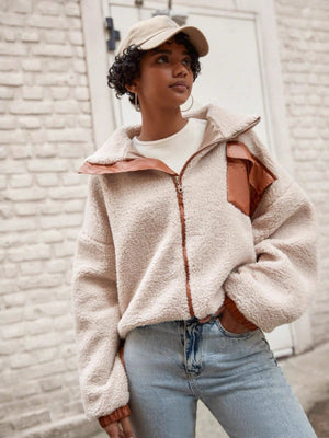Loose-fitting Polar Fleece Zip-up Jacket