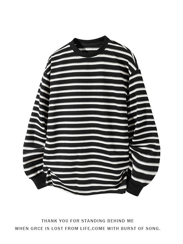 T-shirt rayé à manches longues et coupe décontractée