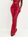 PU Glossy Leather High-waisted Flared Pants