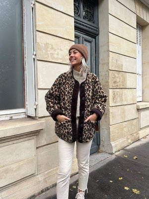 Liber Autumn Women's Pocket Corduroy Splicing Leopard Jackets