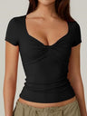 V-neck Knot Slimming And Waist-cinching Short-sleeved T-shirt