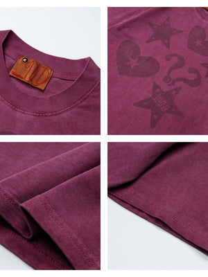 Distressed Love Star Printed T-shirts