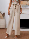 Basic Belt Cotton And Linen Tight Loose Leisure Wide-leg Trousers