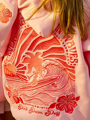 Heavy Embroidery With A Surfing Coconut Tree Pattern Hoodies