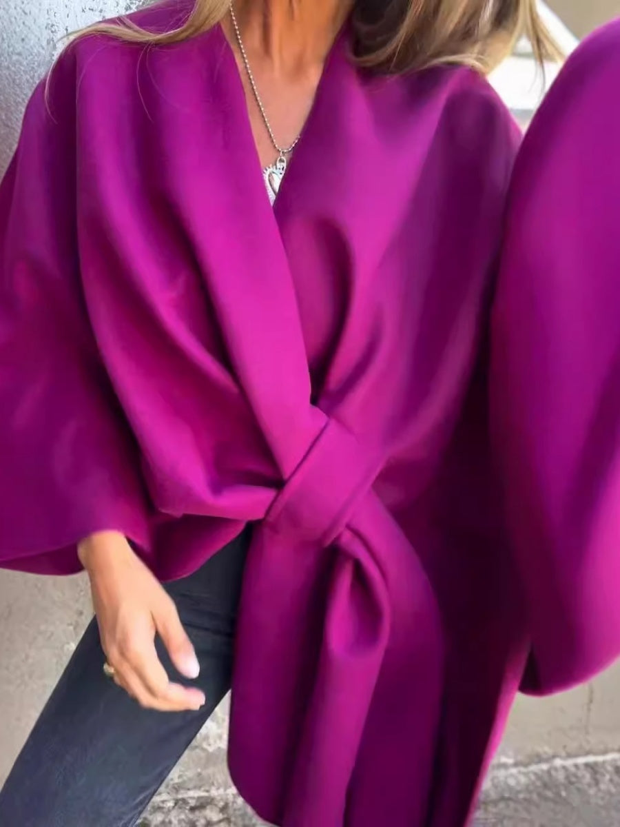 Loose V-neck Shawl Cape Top