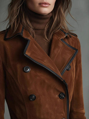 Lapel West Wind Suede Long Coats