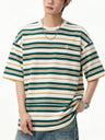 Retro Color-blocked Stripes Loose-fit T-shirts