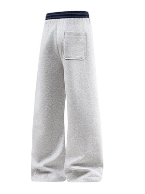 Patchwork Color-blocked Loose-fit Wide-leg Pants