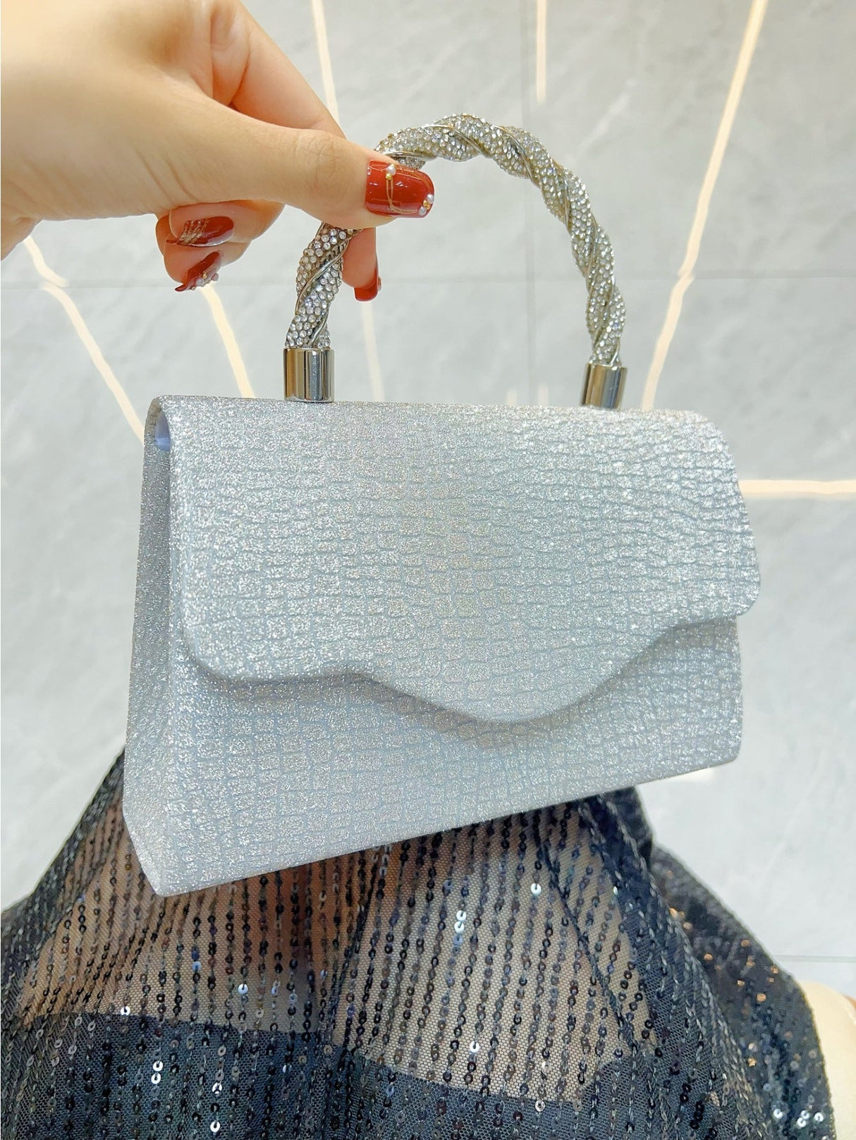 Liber Four Seasons ACC Sequined Diamond Small Square Bag