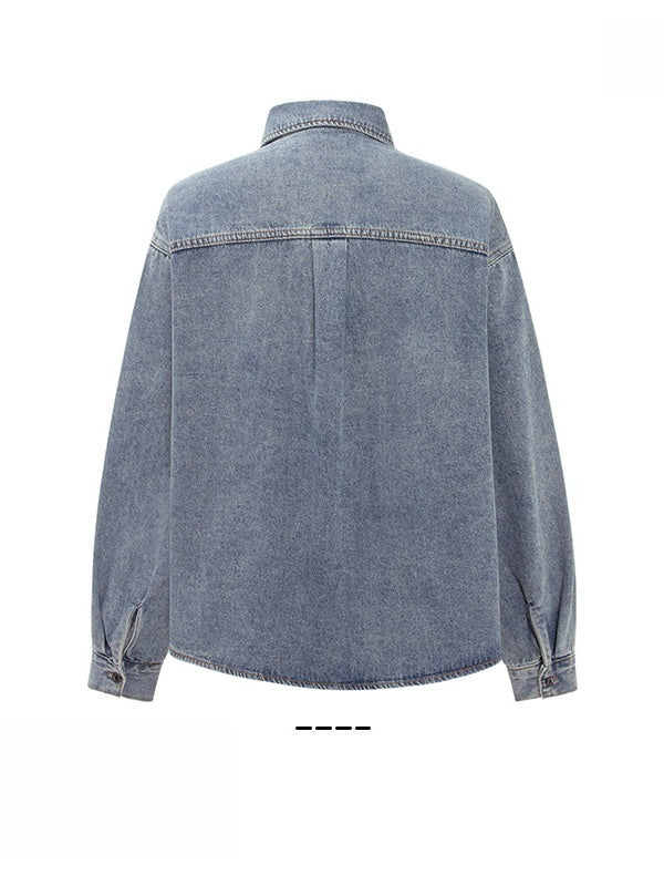 Vintage Washing Old Retro Blue  Denim Shirts