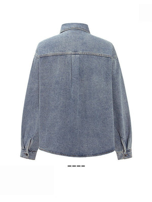 Vintage Washing Old Retro Blue  Denim Shirts