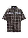 Splashed Ink Plaid Studs Letter Shirts