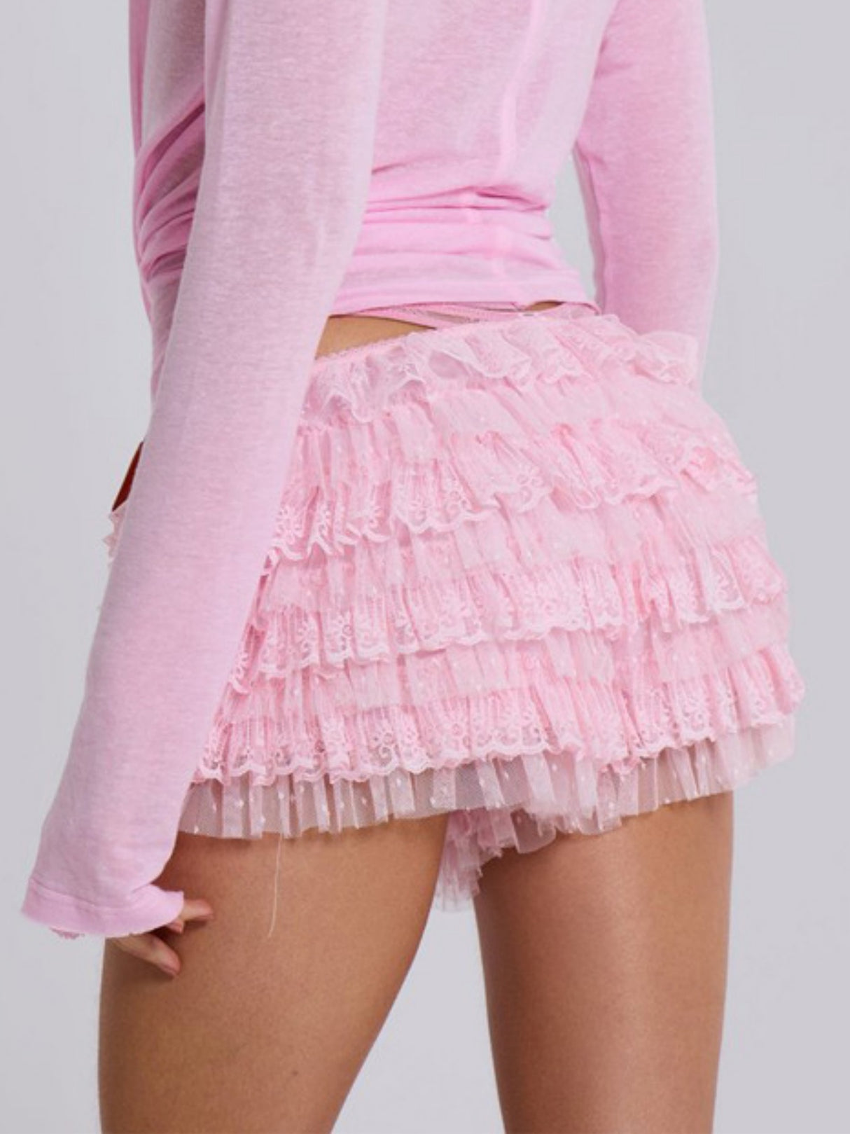 Y2K Bow Lace Multi-layered Wavy Lace Sweet Shorts