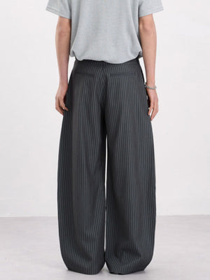 Old Money Style Pleated Stripes Machete Baggy Dress Pants Pants