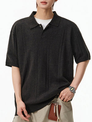 【EXPÉDITION NORMALE】Polo ample à motif bâtonnets de pâte torsadés