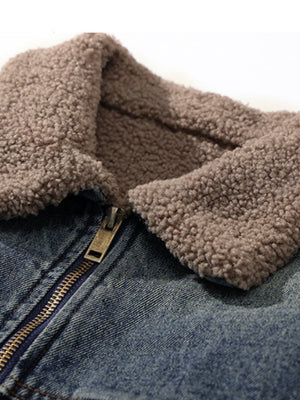 Retro Maillard Fleece Denim Jacket
