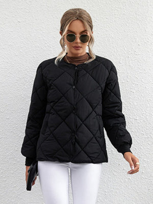 Women's Diamond Button Pocket Short Down Jacket