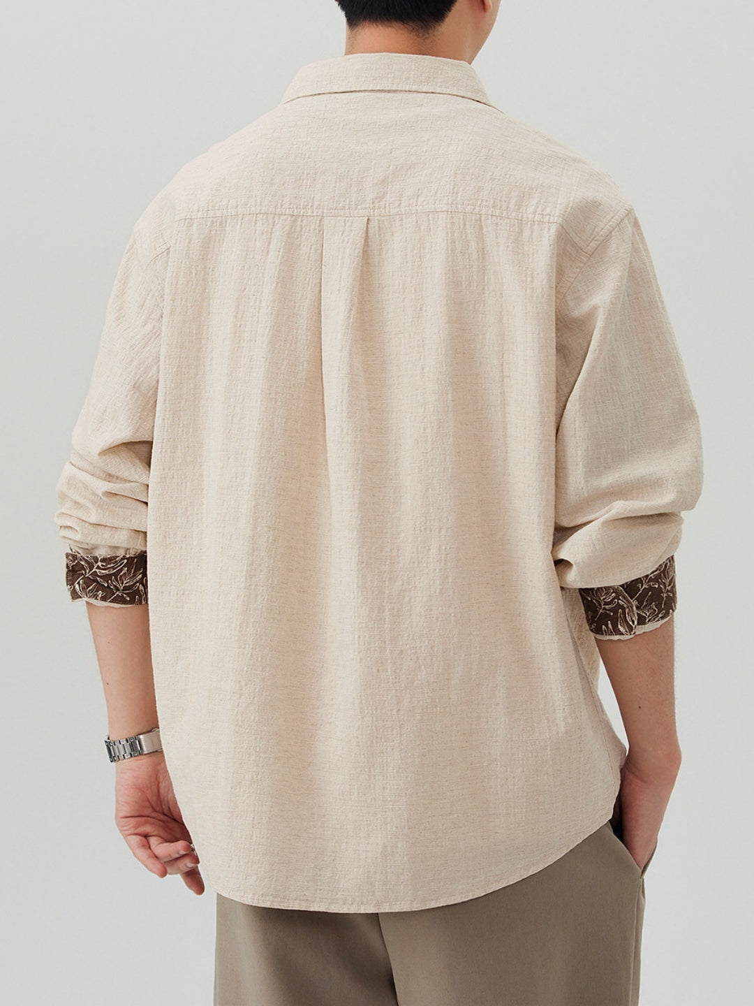 Flax Color-blocked Pattern Shirts