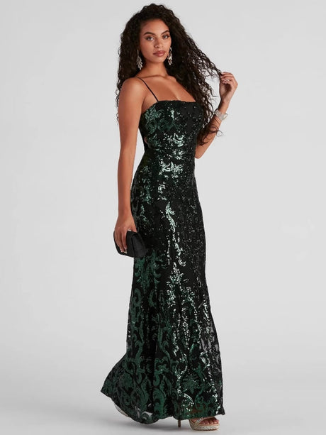 Lacing Sequins Maxi Dresses