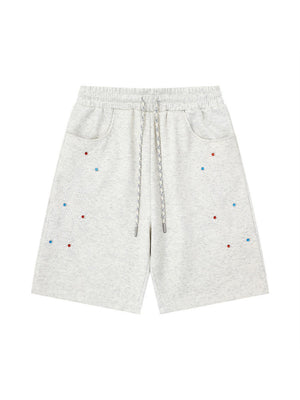 Rhinestone-studded Embroidery Vibe Loose-fit Five Points Shorts