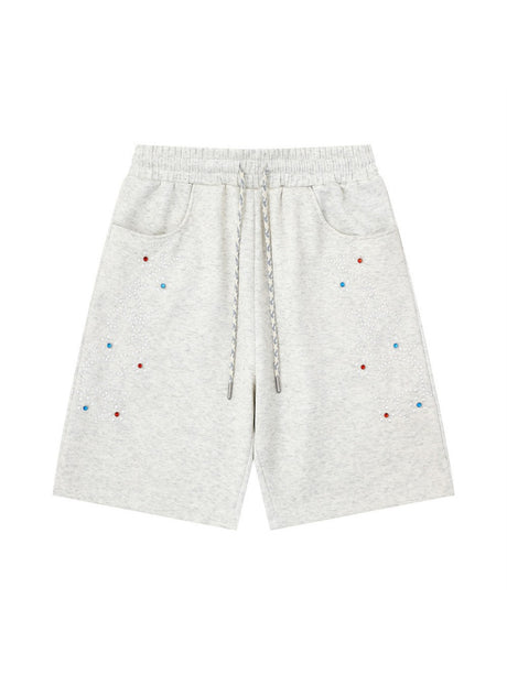Rhinestone-studded Embroidery Vibe Loose-fit Five Points Shorts