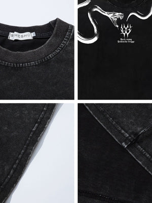 Spirit Snake Printed Loose-fit Washed T-shirts