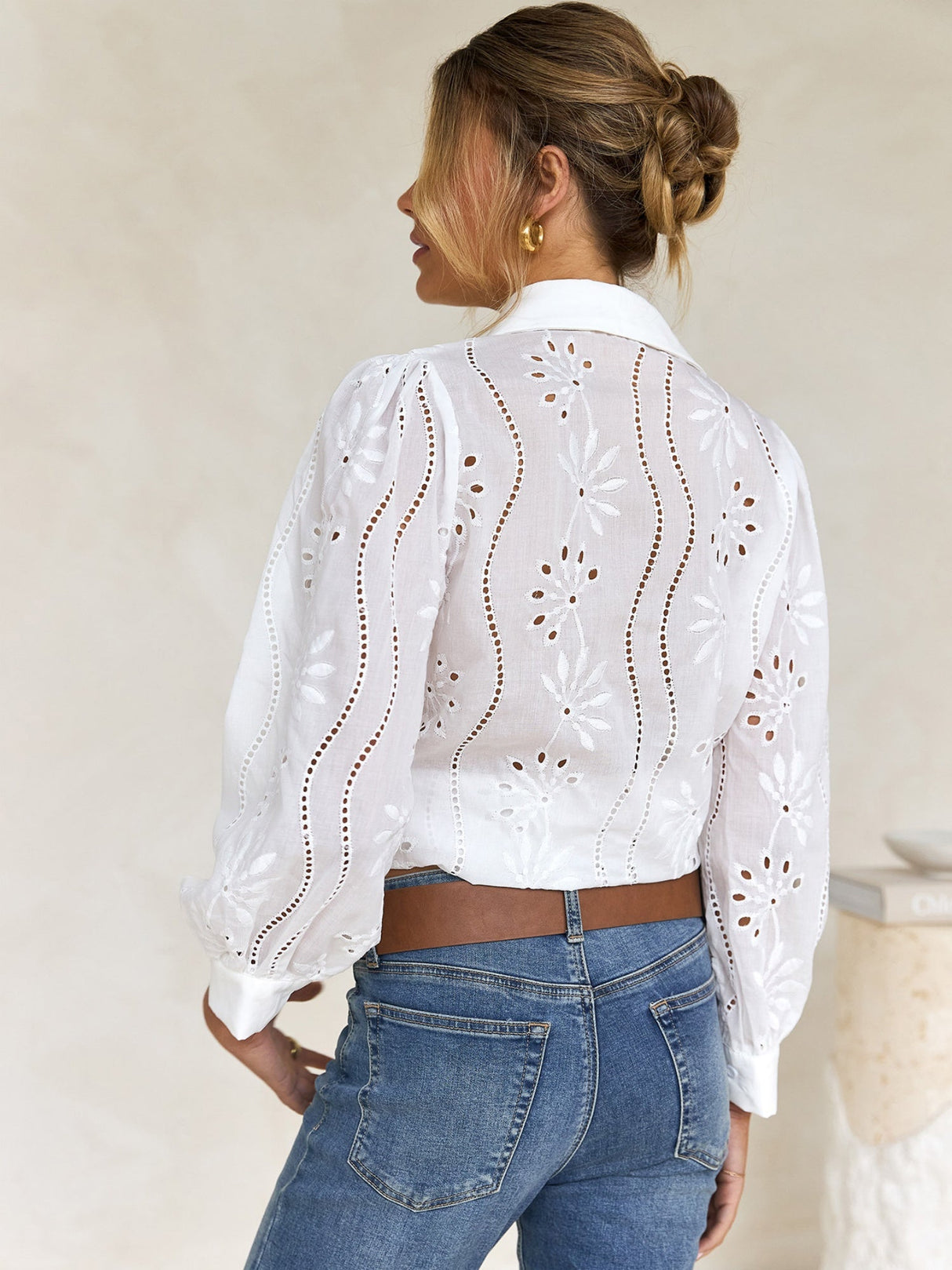 Openwork Flowers Long Sleeves Cardigan Shirts