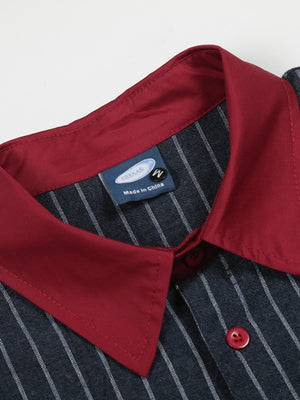 Retro Color-blocked Stripes Loose-fit Shirts
