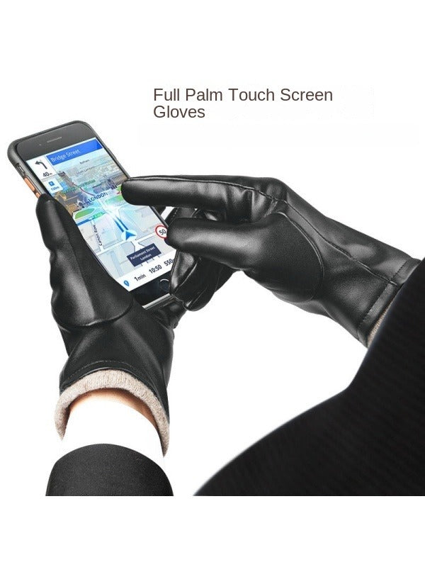 Gants en cuir PU imperméables et coupe-vent