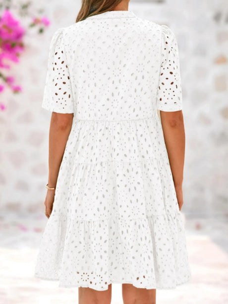 Loose-fit Trim Hollow Midi Dresses