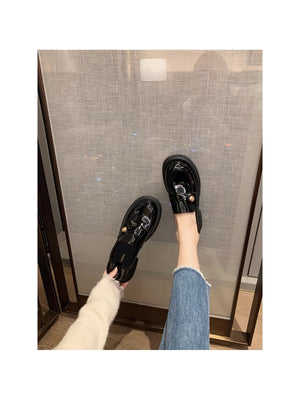 Liber Spring and Autumn Thick-soled Metal Buckle Women's Loafers