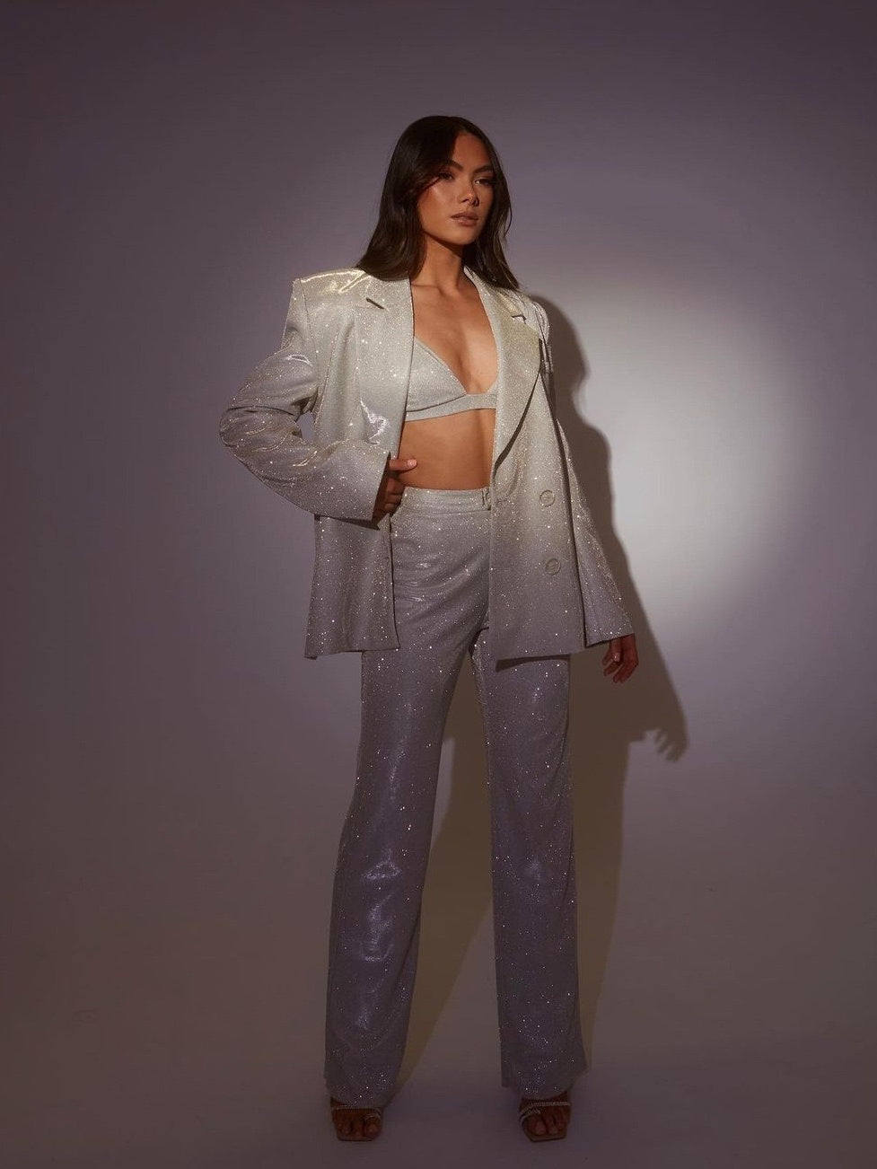 Silver Sequined Suit Jacket