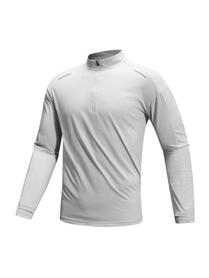 Outdoor Sunscreen Moisture Absorption Quick-drying Fitness Sports Antibacterial Mock Neck Long-sleeved T-shirt