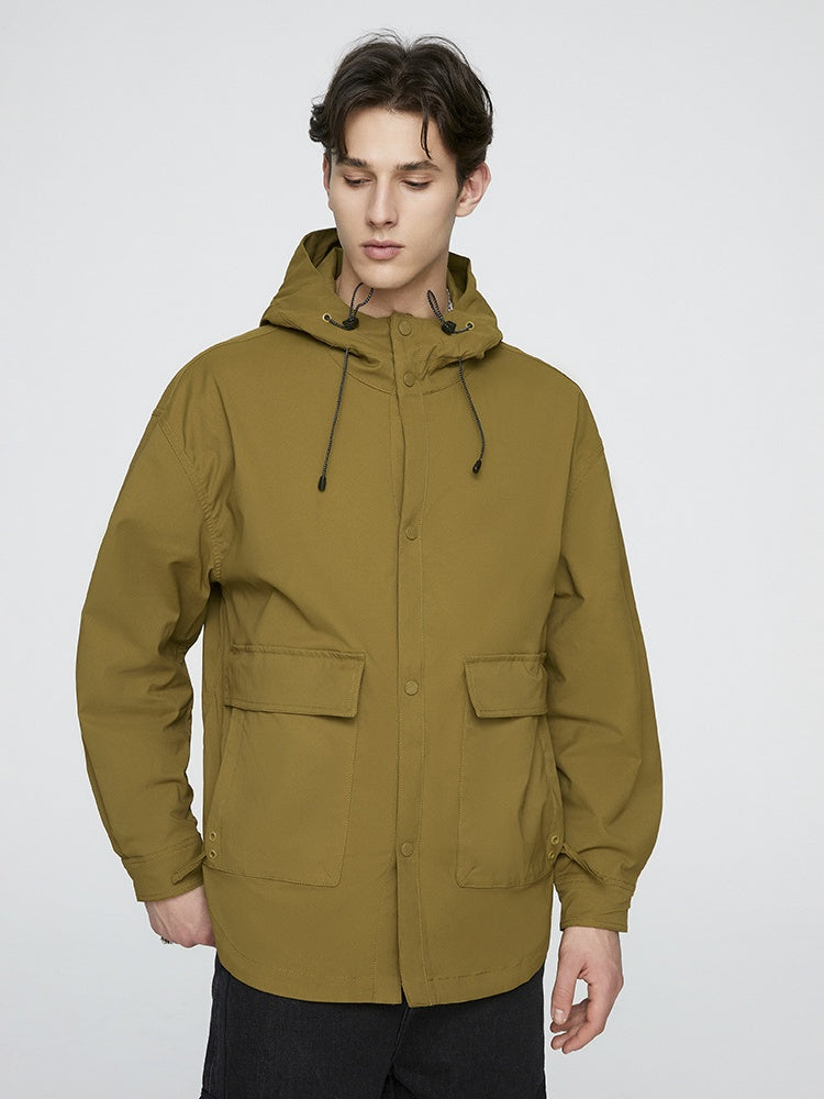 Water Proof Windproof Solid Color Hooded All-match Work Jacket