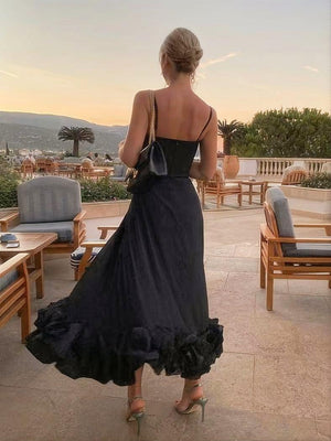 Large Skirt 3D Flowers Camisoles Maxi Dresses