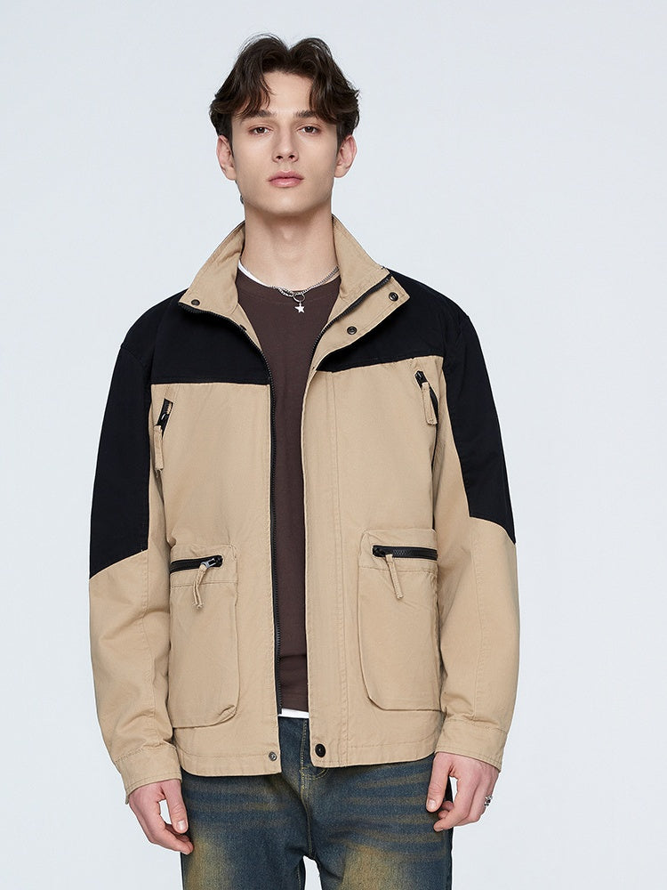 Multiple Pockets All-match Color Matching Windproof Outdoor Work Jacket