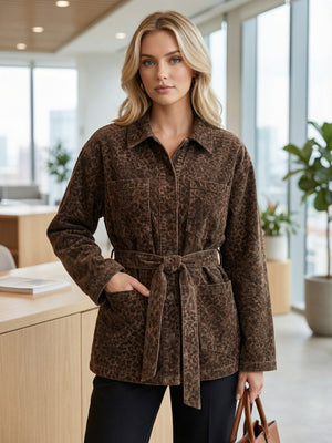 Blazers à revers imprimé léopard et lacets