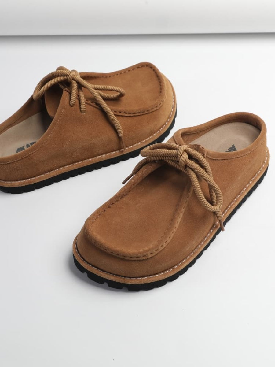 "Wilderness" Series Lace-up Platform Platform Birkenstock Kangaroo Slippers Genuine Leather Retro Casual Men's And Women's Slippers