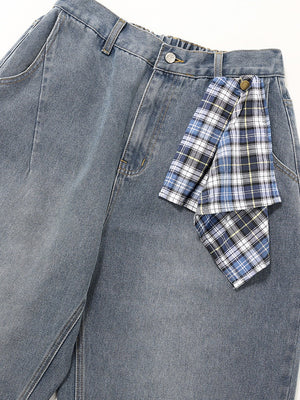 Removable Square Scarf Washing Old Casual Jeans
