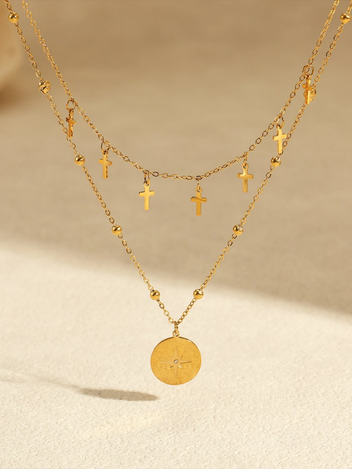 Cross Round Pendant Necklace