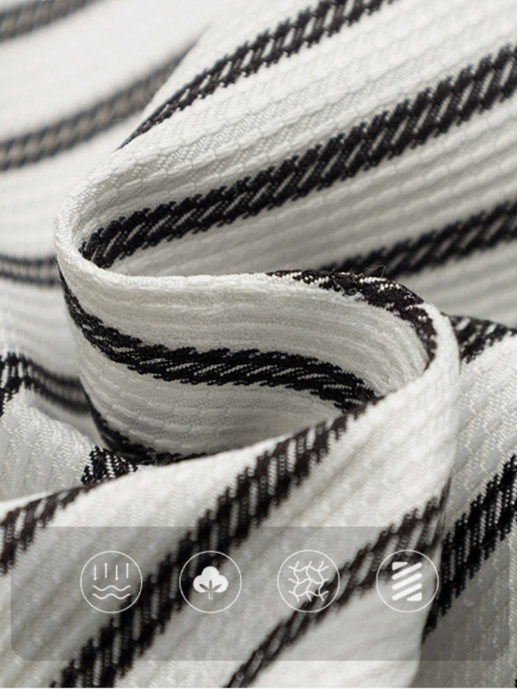 Cleanfit Lapel Stripes Printed Zipper Long-sleeved Shirt