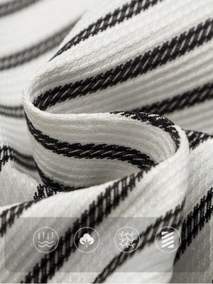 Cleanfit Lapel Stripes Printed Zipper Long-sleeved Shirt