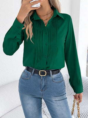 Langarm-Pendlerhemden mit geriffelten, einfarbigen Knöpfen