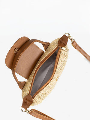 Vacation Patchwork Straw Crossbody Bag