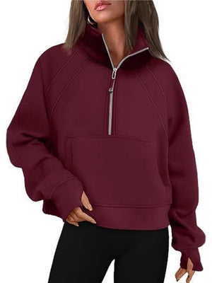 Liber Autumn Women's Pocket Solid Color Sweatshirts&Hoodies