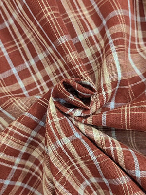 Red Plaid Shirt Waist Western Country Style Casual Midi Dress