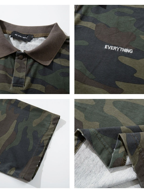 Camouflage Color-blocked Loose-fit Polo