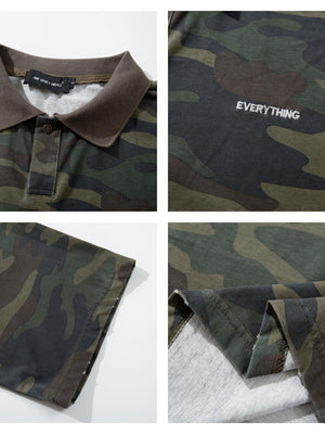Camouflage Color-blocked Loose-fit Polo