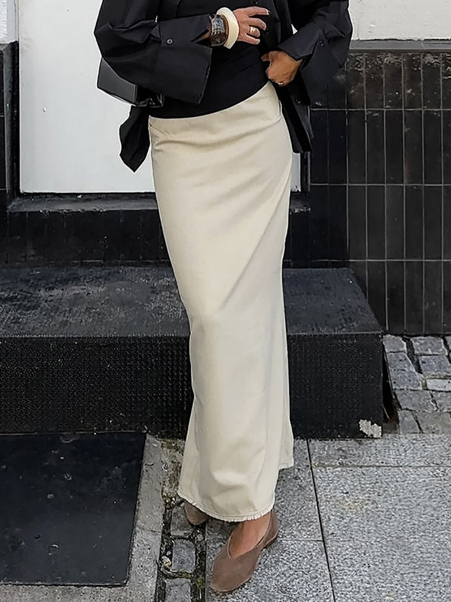 Straight raw-edge skirt